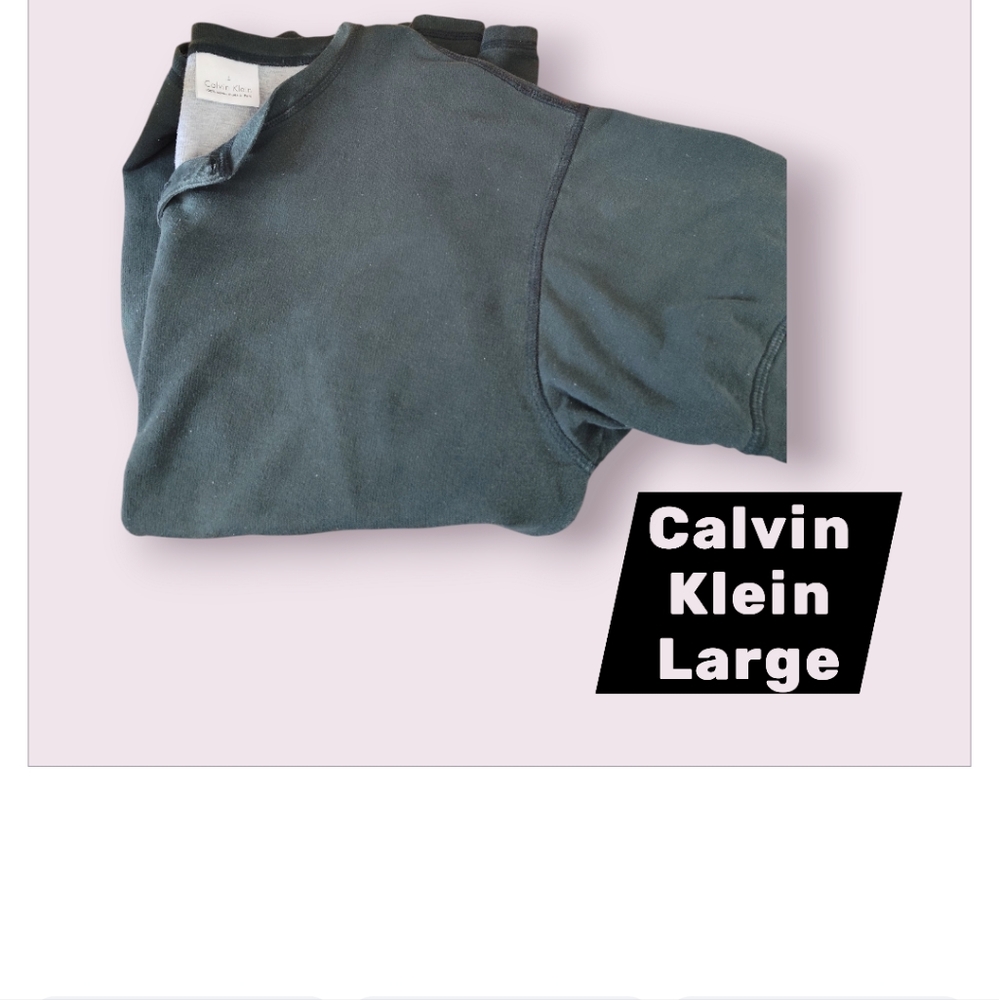 Calvin Klein Black Short Sleeve 💯 Cotton Made In Peru GUC Henley